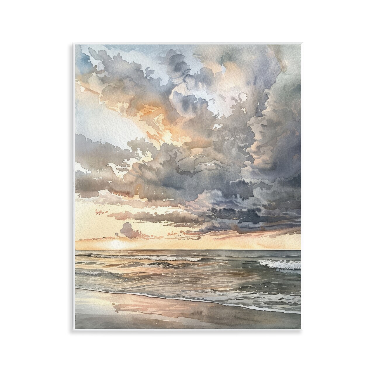 Stupell Industries Moody Sea Cloudy View Wall Plaque Art Design by Petal Prints Design